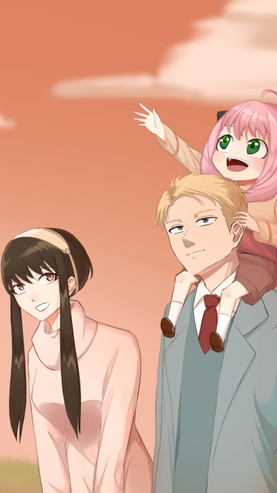 Anime Spy x Family, Anya Forger, Yor Forger, Loid Forger, 1440x2560