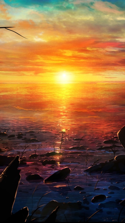 Anime Sunset, Horizon, 1440x2560