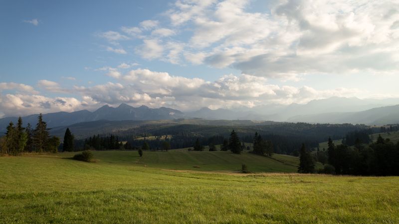 hill, meadow, grass, sky, 4k