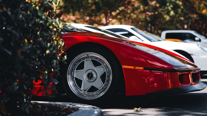 car, sports car, red, wheel, 4k