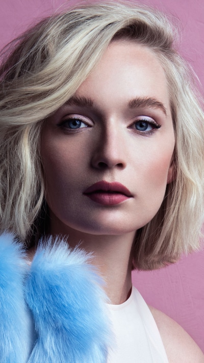 Women Model, Short Hair, Blonde, Lipstick, Blue Eyes, 1440x2560