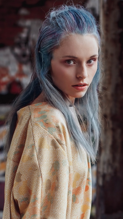 Women Model, Blue Hair, 1440x2560