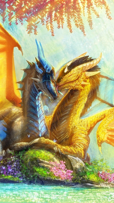 Fantasy Dragon, Love, 1440x2560