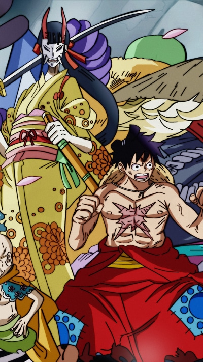 Anime One Piece, Kiku (One Piece), Monkey D. Luffy, 1440x2560