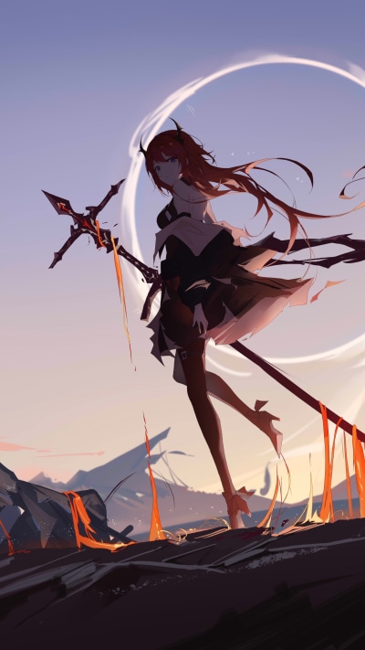 Video Game Arknights, Long Hair, Surtr (Arknights), 1440x2560