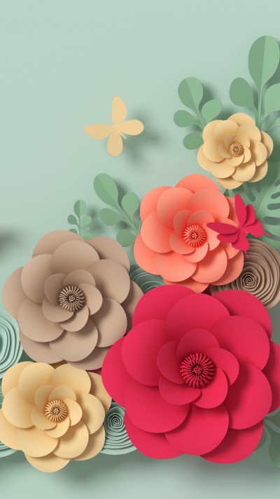 Artistic Flower, Butterfly, Pastel, Floral, 1440x2560