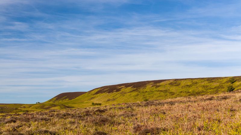 hill, field, grass, sky, 4k