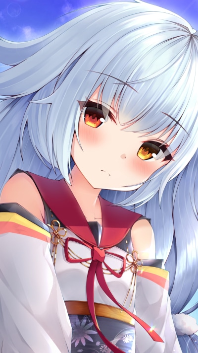 Anime Azur Lane, Yellow Eyes, White Hair, Nicholas (Azur Lane), 1440x2560