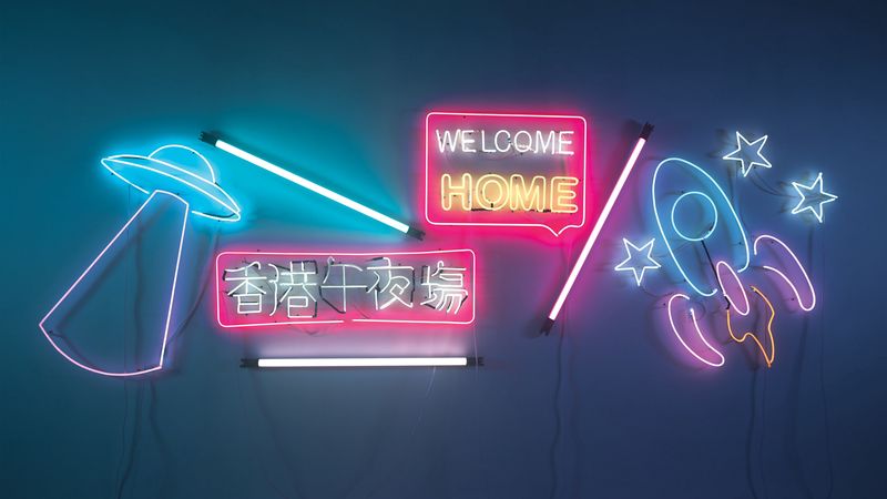welcome, return, words, neon, 4k