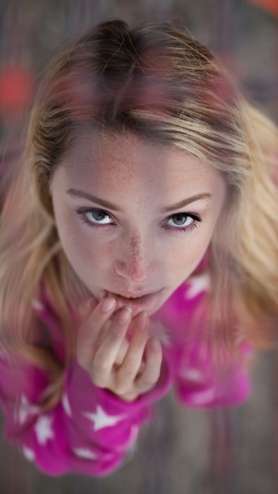 Women Model, Blonde, Freckles, Green Eyes, 1440x2560