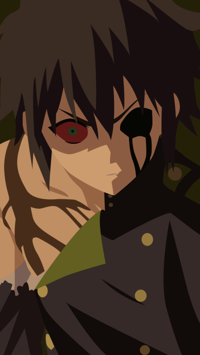Anime Seraph of the End, Yūichirō Hyakuya, Angry, Black Hair, Uniform, Minimalist, 1440x2560