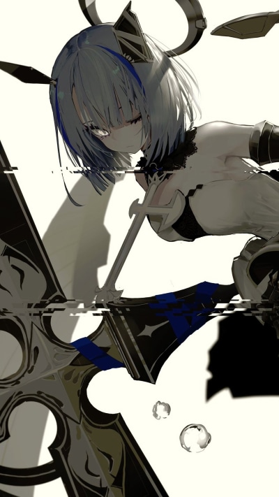 Anime Azur Lane, Short Hair, White Hair, Gascogne (Azur Lane), 1440x2560
