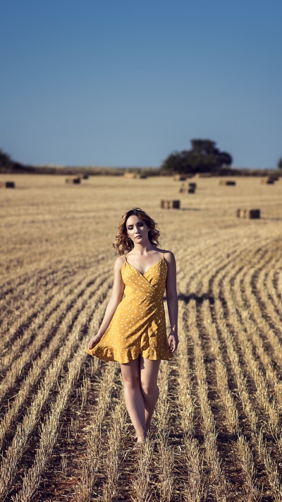Women Model, Summer, Depth Of Field, Field, Yellow Dress, 1440x2560