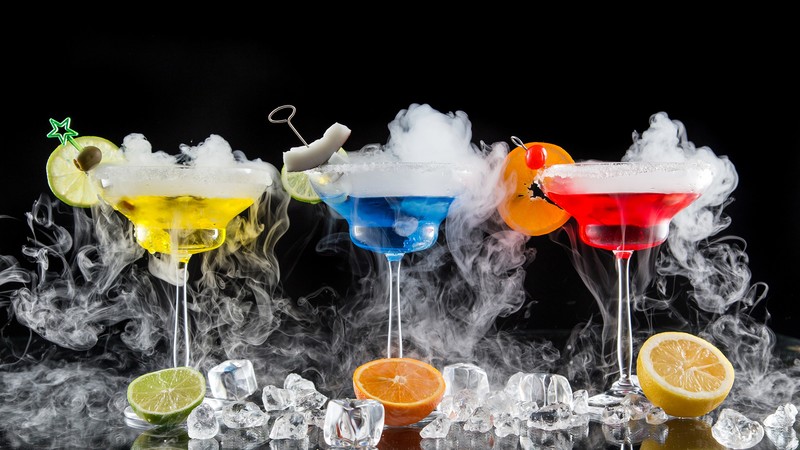cocktail, fruit, ice, 4k