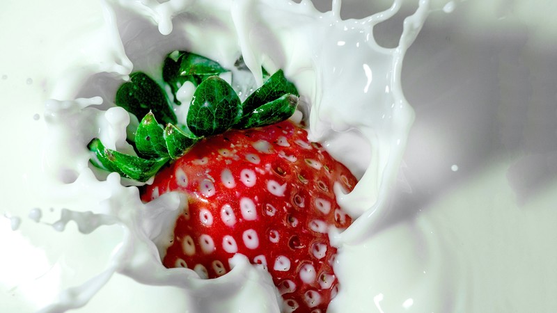 strawberry, milk, delicious, 4k