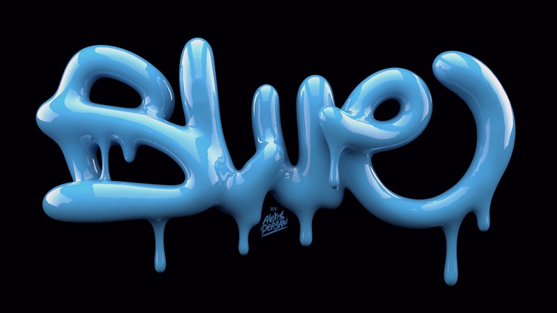 typography, 4K, font, abstract, blue, shape, 3D