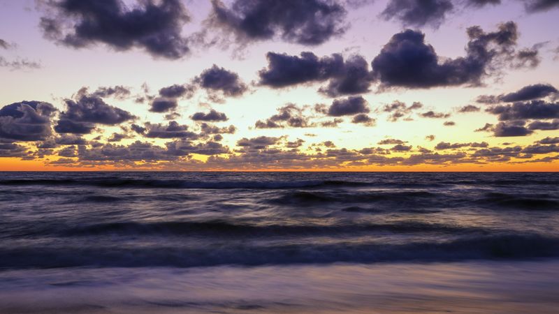 horizon, sea, beach, waves, 4k