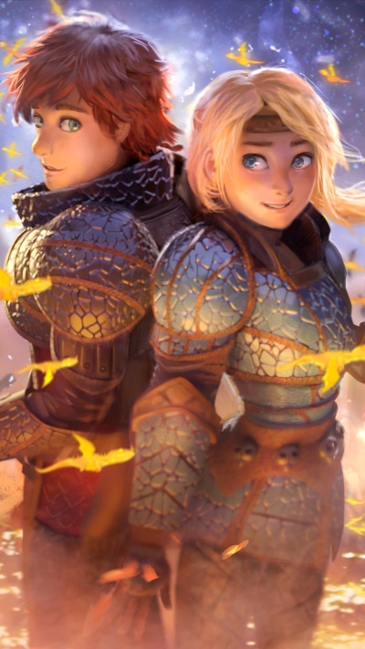 Movie How to Train Your Dragon: The Hidden World, Hiccup (How To Train Your Dragon), Astrid (How To Train Your Dragon), 1440x2560