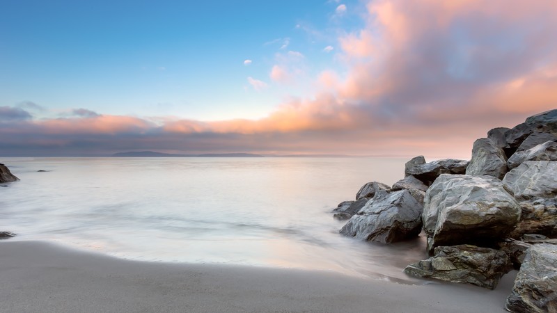 Seattle, 4k, Alki, beach, sunset, sunrise, sea, ocean, water, morning, pink