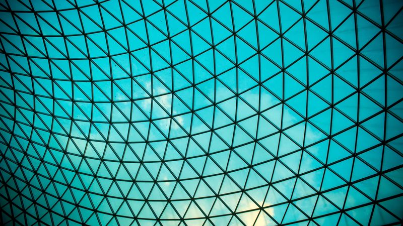 pattern, glass, arch, sky, 4k