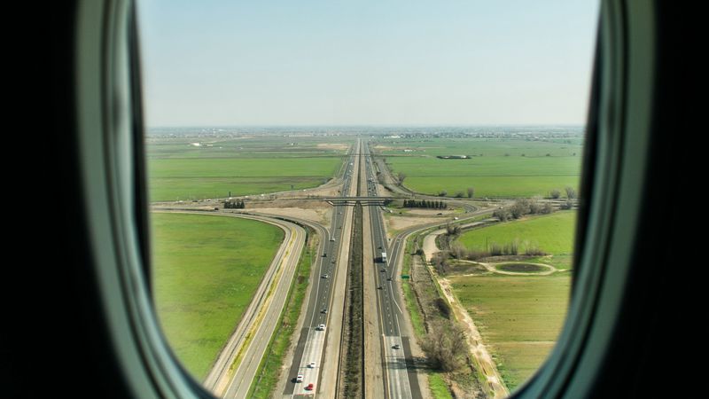 porthole, road, window, 4k