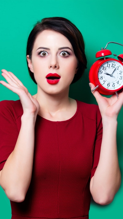 Women Model, Lipstick, Brown Eyes, Short Hair, Clock, Black Hair, 1440x2560