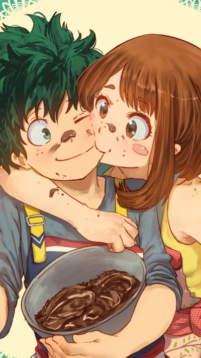 Anime My Hero Academia, Izuku Midoriya, Ochaco Uraraka, 1440x2560