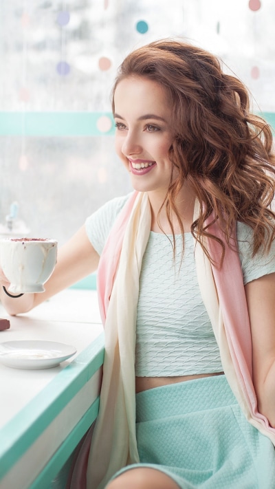 Women Model, Smile, Brown Eyes, Lipstick, Redhead, 1440x2560