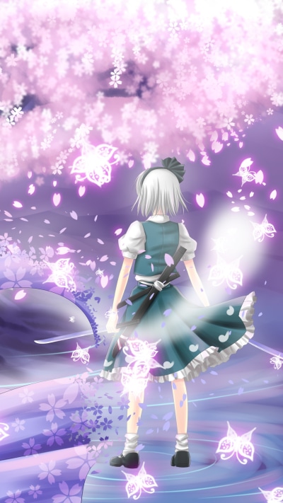 Anime Touhou, Youmu Konpaku, Yuyuko Saigyouji, 1440x2560