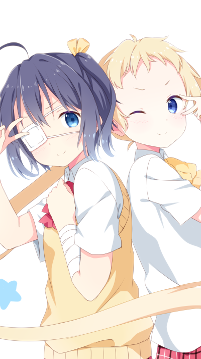 Anime Love, Chunibyo and Other Delusions, Sanae Dekomori, Rikka Takanashi, 1440x2560