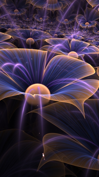 Artistic Flower, Fractal, Purple, 1440x2560