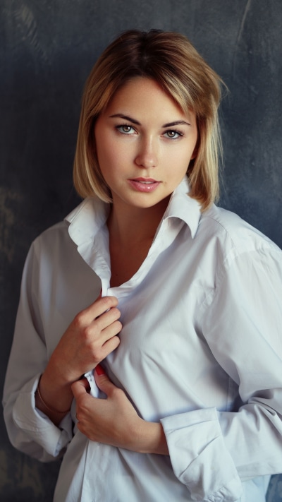 Women Model, Short Hair, Blue Eyes, Blonde, 1440x2560