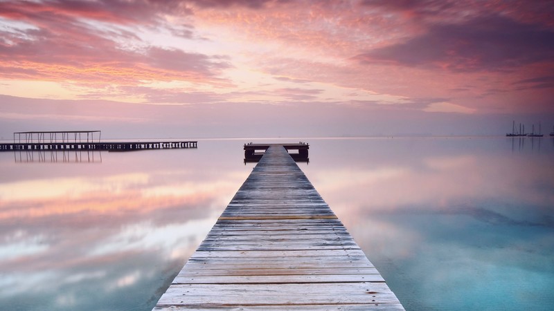 Spain, 4K, pink, sky, clouds, ocean, bridge, reflection