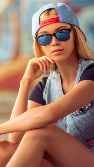 Women Model, Sunglasses, Cap, Blonde, 1440x2560