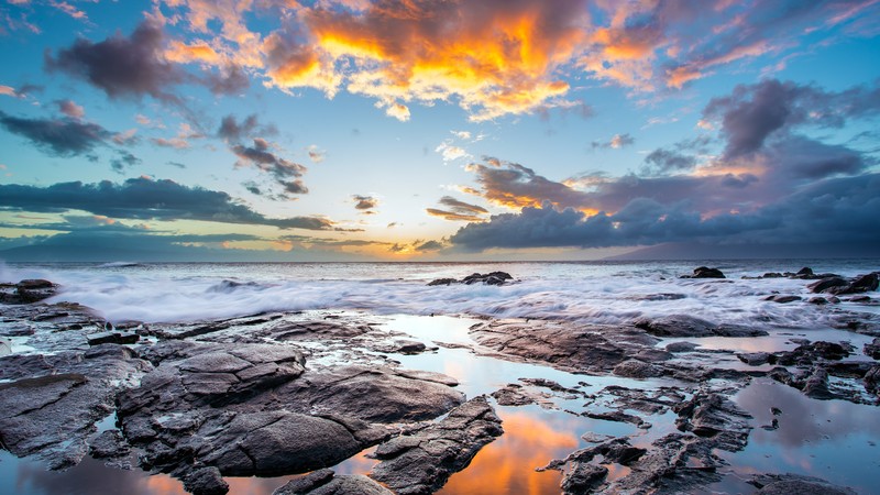 beach, ocean, sky, 4k