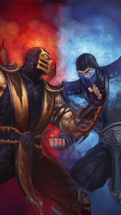 Video Game Mortal Kombat, Scorpion (Mortal Kombat), Sub-Zero (Mortal Kombat), 1440x2560