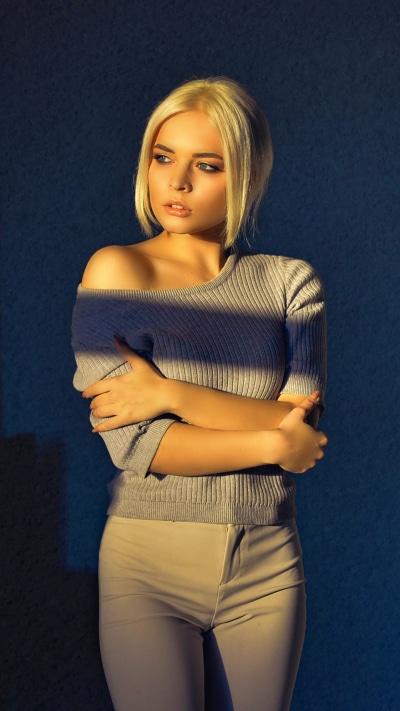 Women Model, Blonde, Short Hair, Silhouette, 1440x2560