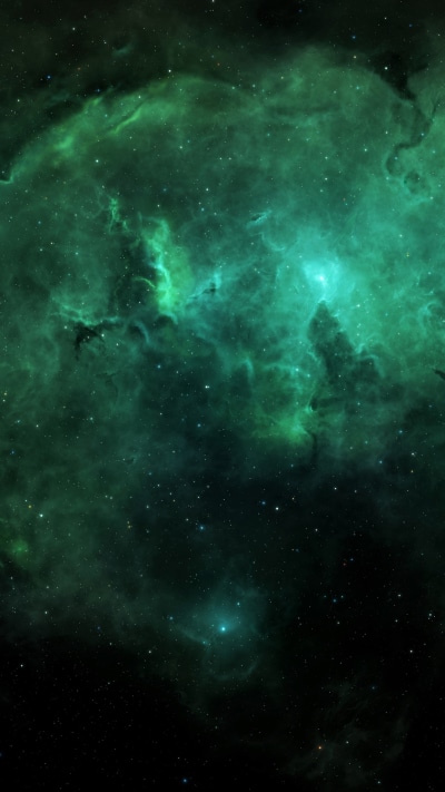 Sci Fi Nebula, Stars, Green, Space, 1440x2560