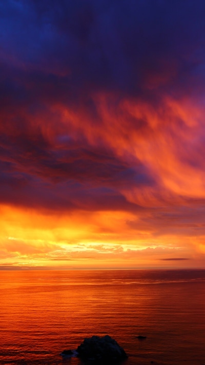Earth Sunset, Ocean, Nature, Horizon, Orange (Color), Cloud, 1440x2560