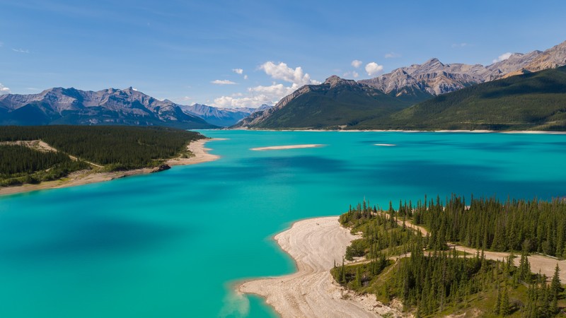 Abraham Lake, Canada, mountain, nature, 4k