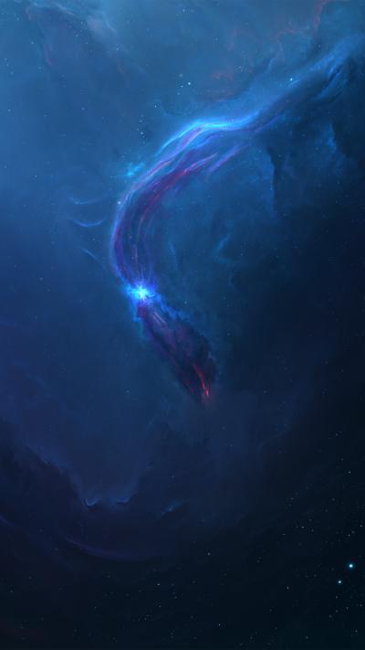 Sci Fi Nebula, Stars, Blue, Space, Cosmos, 1440x2560