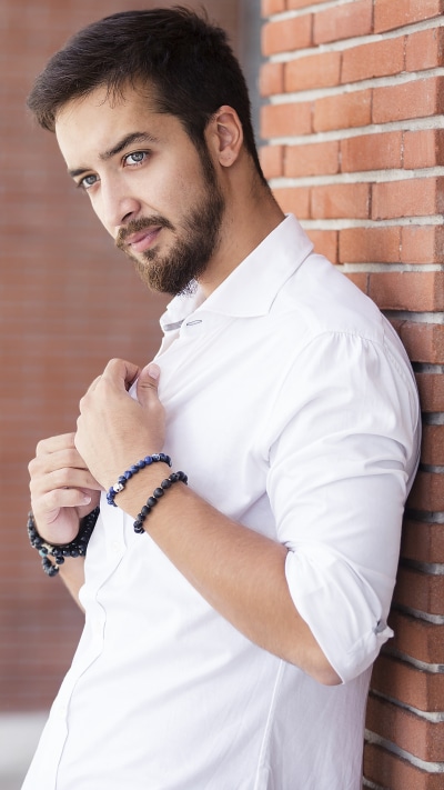 Men Model, Brick, Beard, 1440x2560