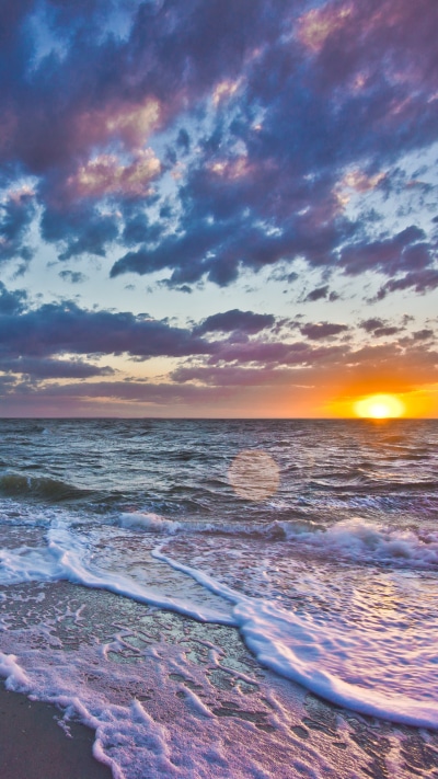 Earth Sunset, Ocean, Horizon, Beach, Sea, 1440x2560
