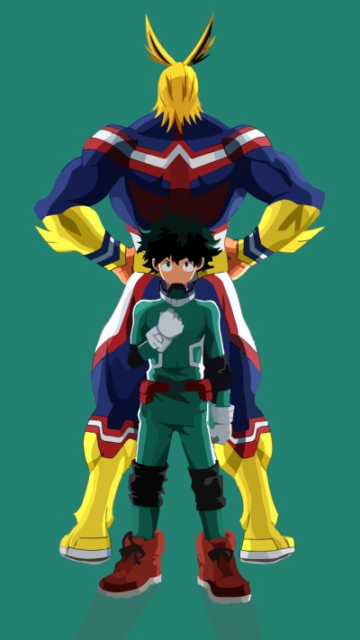 Anime My Hero Academia, All Might, Izuku Midoriya, 1440x2560