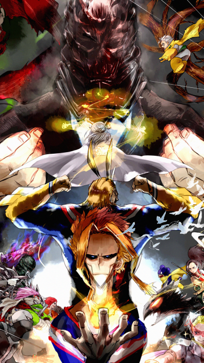 Anime My Hero Academia, Chizome Akaguro, Dabi (Boku No Hero Academia), All For One (Boku No Hero Academia), Atsuhiro Sako, All Might, 1440x2560