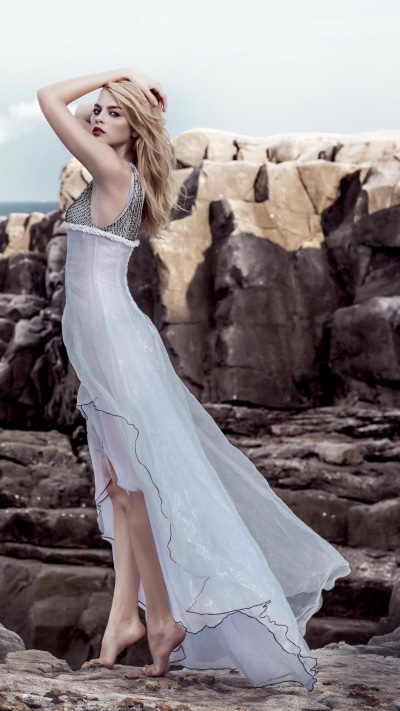 Women Model, Blonde, White Dress, 1440x2560