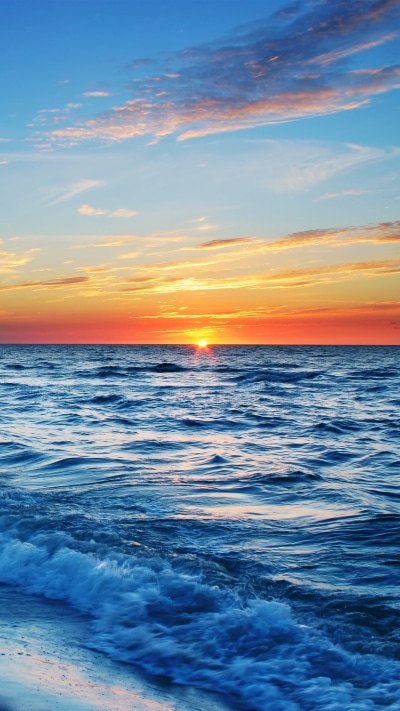 Earth Sunset, Wave, Sky, Nature, Ocean, 1440x2560