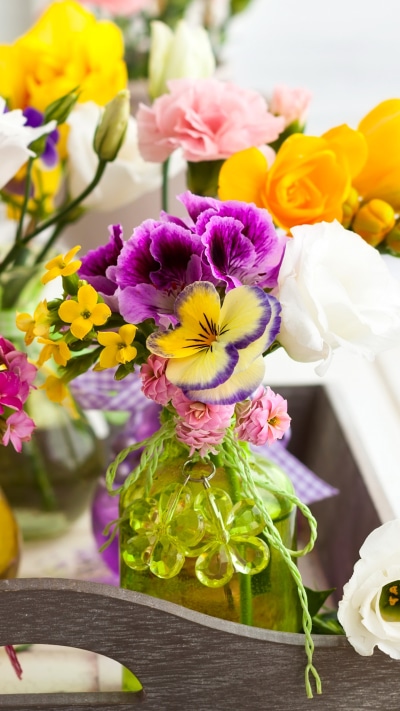 Man Made Flower, Colors, Yellow Flower, Colorful, Bouquet, Spring, 1440x2560
