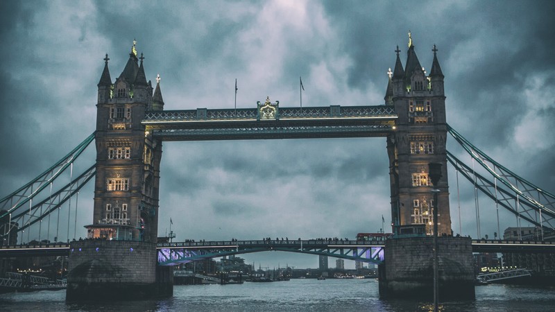 Tower Bridge, London, Thames, clouds