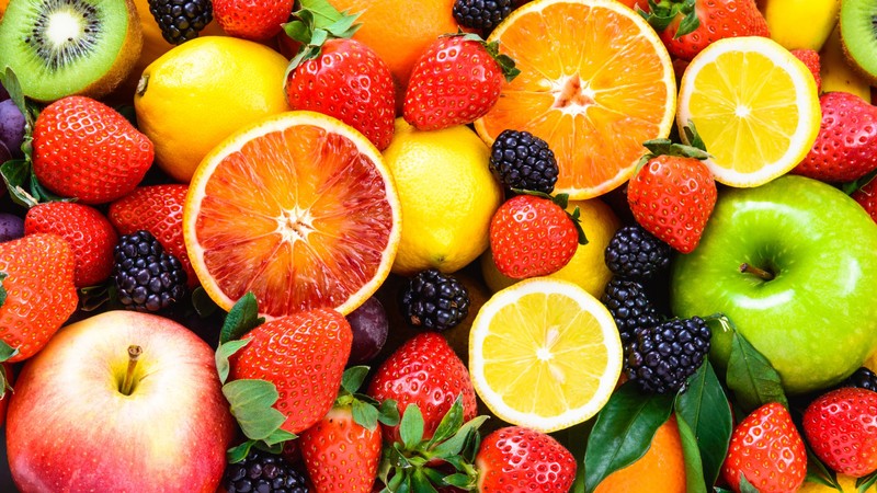 fruit, apple, orange, strawberry, lemon, blackberry, 4K